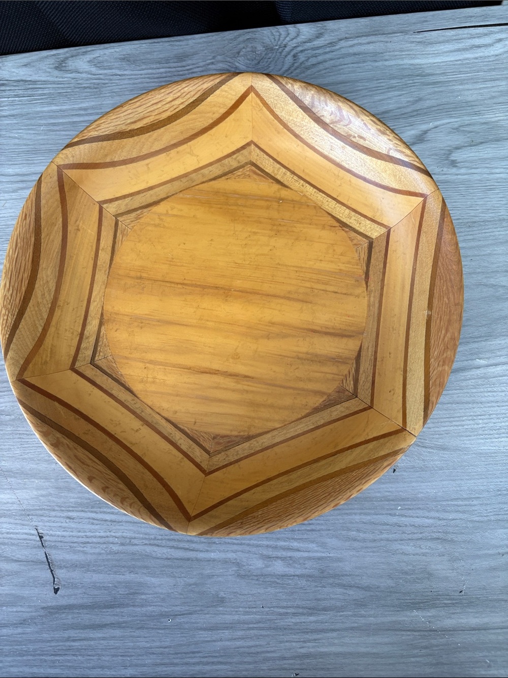 Decorative Wooden Serving Bowl in Warm Honey Finish